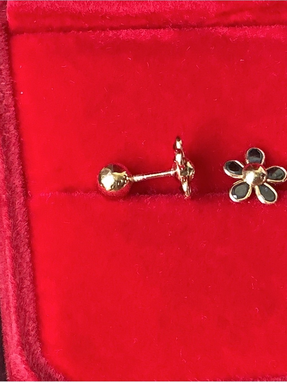 New 18K Solid Yellow Gold Peruvian Flower Baby Screw Back Stud Earrings 5mm